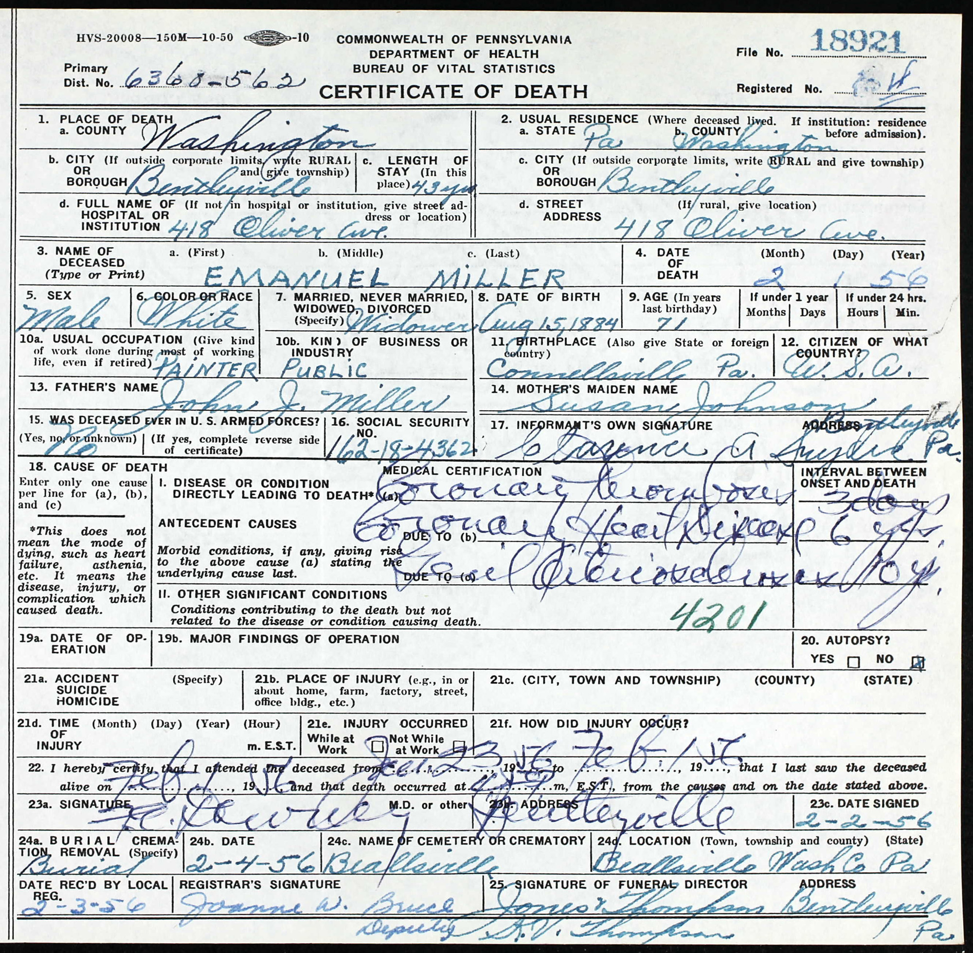 death certificate